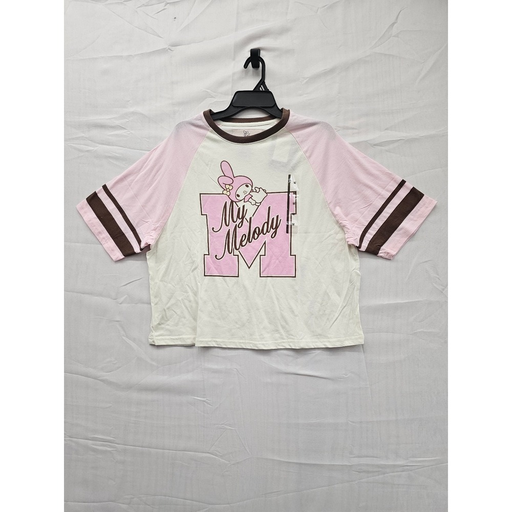 Sanrio My Melody Raglan T-Shirt‎ Womens Medium Pink Cream Brown KTHK014GSZ NEW